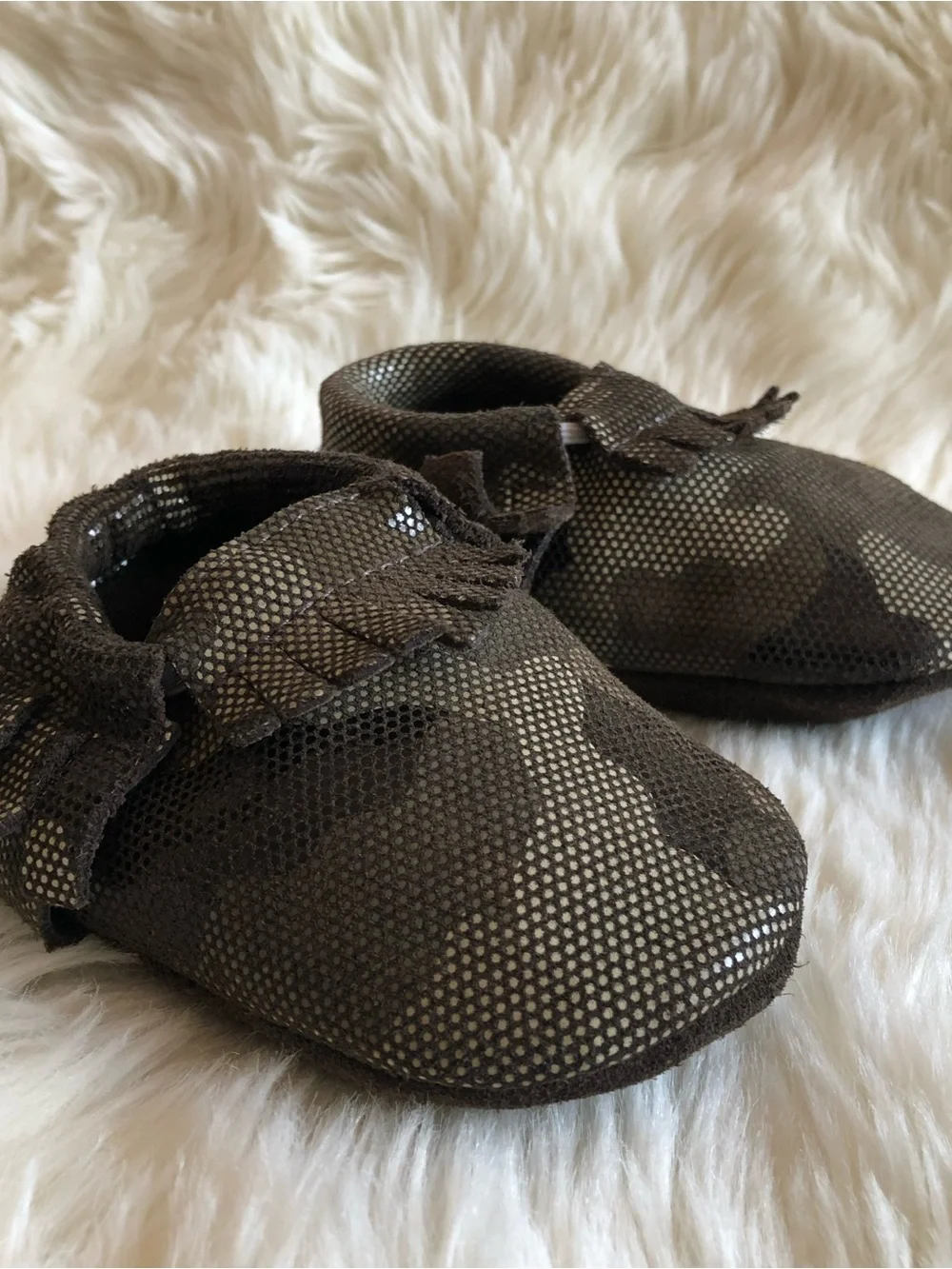 Baby/Toddler Metallic Black Bow Moccasins